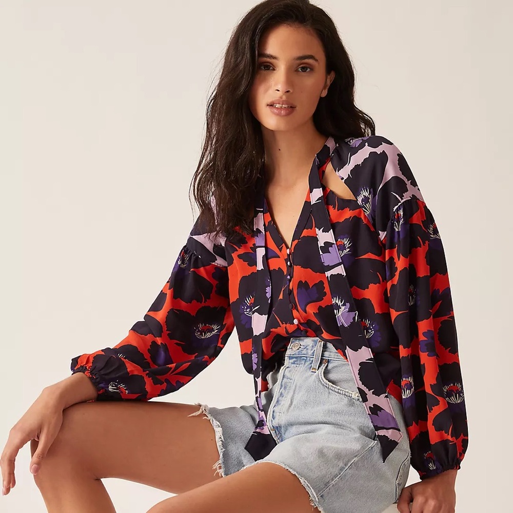 Maeve Neck-Tie Silk Blouse - Picture 4 of 8